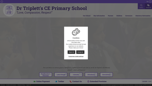 Screenshot of the Dr Triplett's Parent Teacher Association website