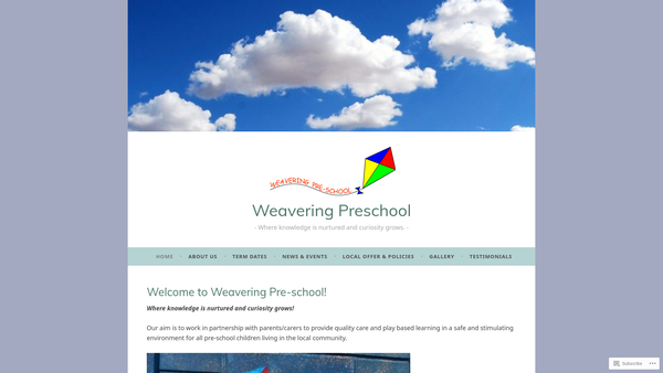 Screenshot of the Weavering Pre-School website