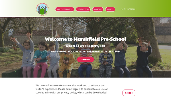 Screenshot of the Marshfield Pre-School website