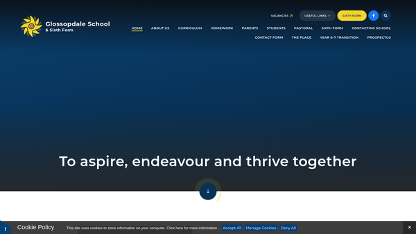 Screenshot of the Glossopdale School & Sixth Form PTFA website