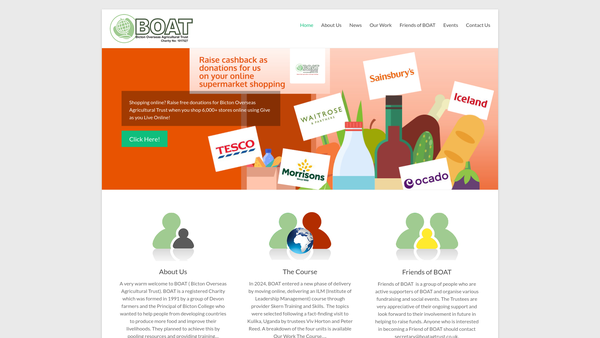 Screenshot of the Bicton Overseas Agricultural Trust website