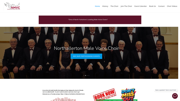 Screenshot of the Northallerton Male Voice Choir website