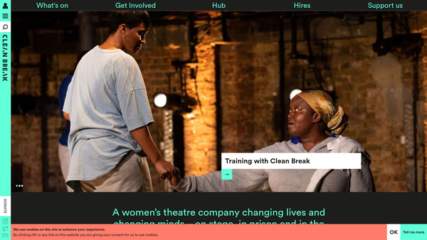 Screenshot of the Clean Break Theatre Company website
