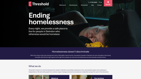 Screenshot of the Threshold Housing Link website