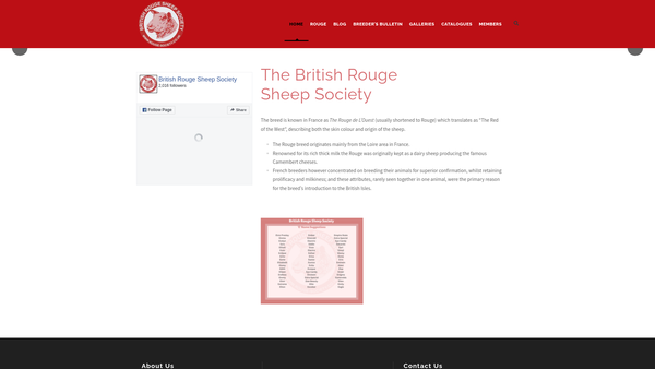Screenshot of the British Rouge De L'ouest Sheep Society website