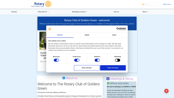 Screenshot of the The Rotary Club Of Golders Green website