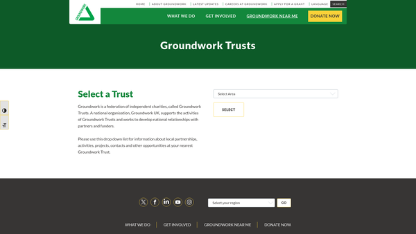 Screenshot of the Groundwork North East website