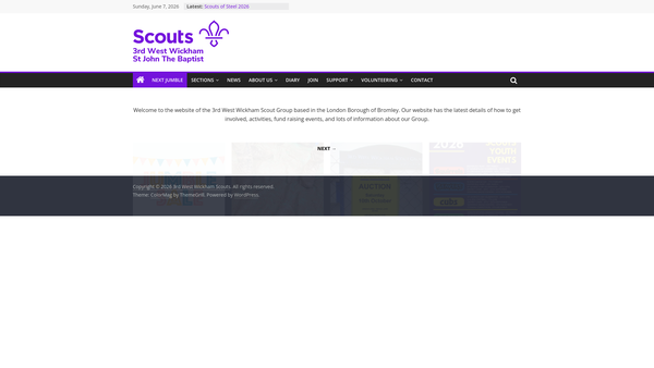 Screenshot of the 3rd West Wickham Scout Group (St John The Baptist) website