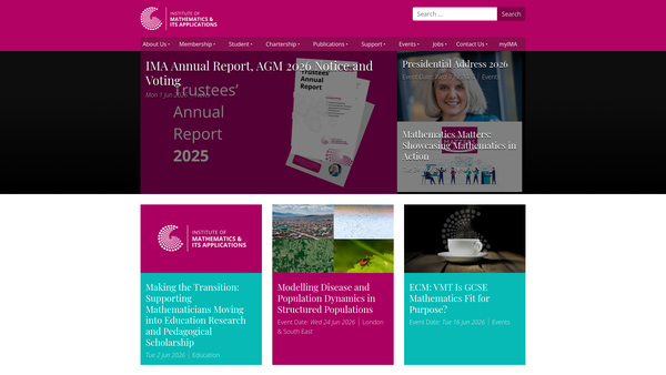Screenshot of the The Institute Of Mathematics And Its Applications website
