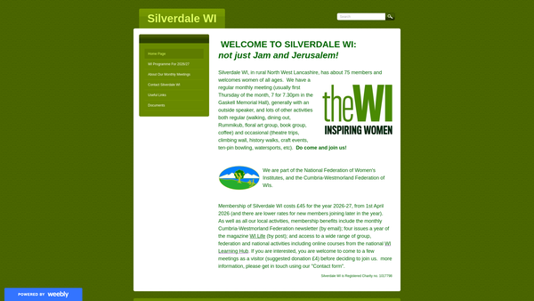 Screenshot of the Silverdale Women's Institute website