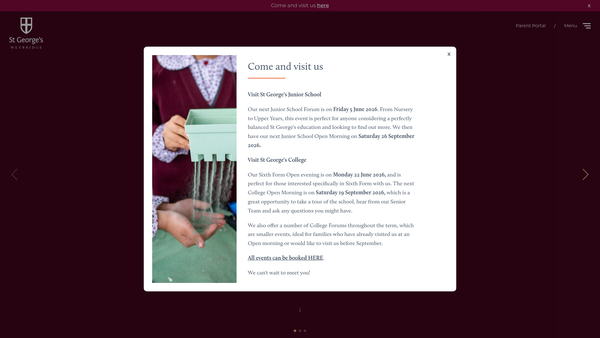 Screenshot of the St George's Weybridge website