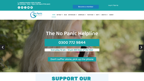 Screenshot of the N O P A N I C website