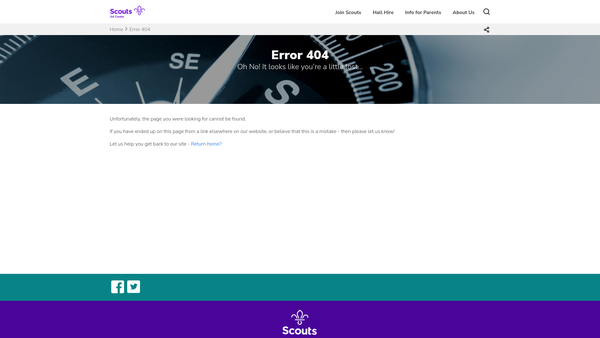 Screenshot of the 1st Combs Scout Group website