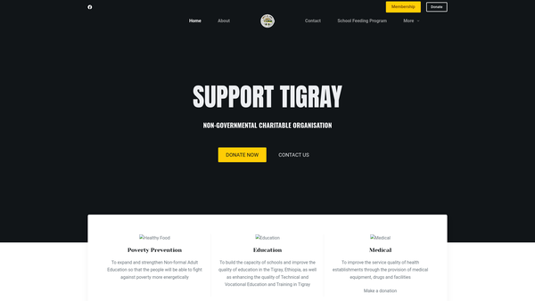 Screenshot of the Tigray Development Association In The United Kingdom website