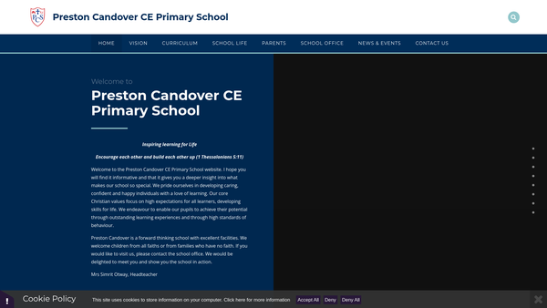 Screenshot of the Preston Candover School Association website
