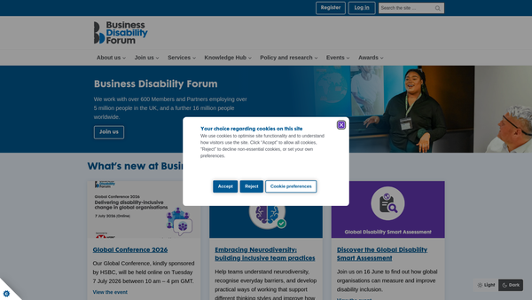 Screenshot of the Business Disability Forum website