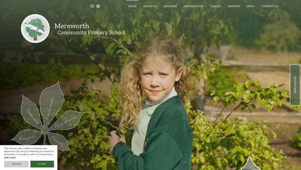 Screenshot of the Friends of Mereworth School (FOMS) - Mereworth CP School PTA website