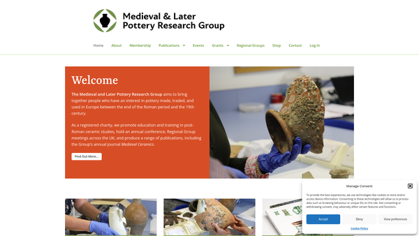 Screenshot of the Medieval Pottery Research Group website