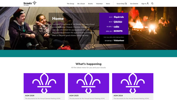 Screenshot of the First Helsby Scout Group website