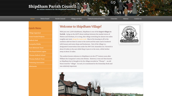 Screenshot of the The Shipdham Community Trust website