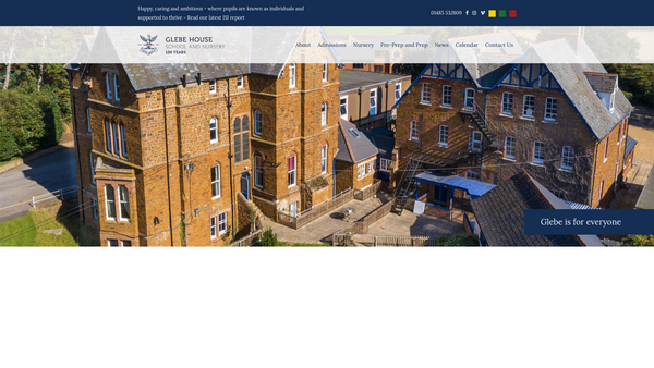 Screenshot of the Glebe House School Trust Ltd website