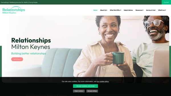 Screenshot of the Relate (Milton Keynes) website