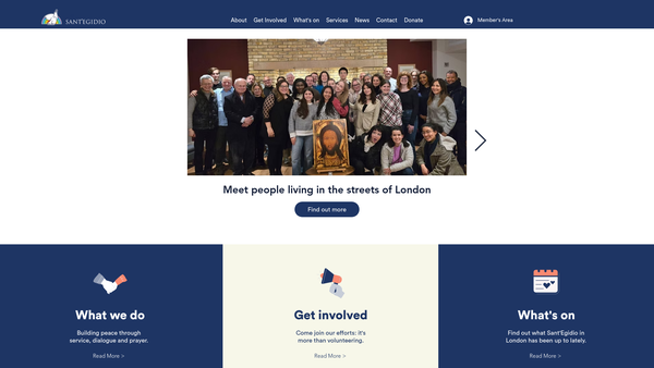 Screenshot of the Community Of S Egidio UK Charitable Trust website