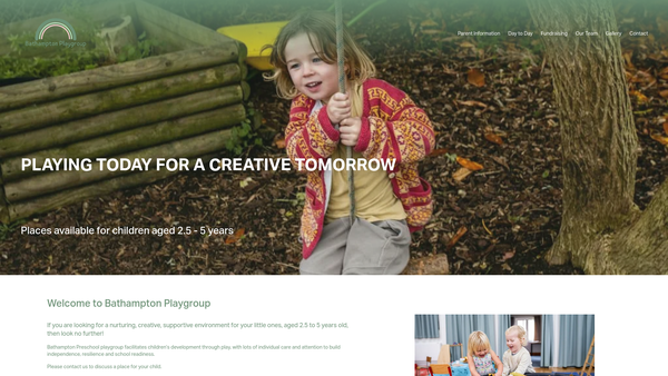 Screenshot of the Bathampton Playgroup website