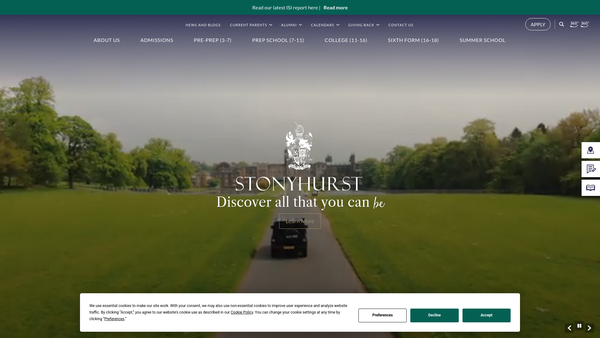 Screenshot of the Stonyhurst Association Charitable Trust website