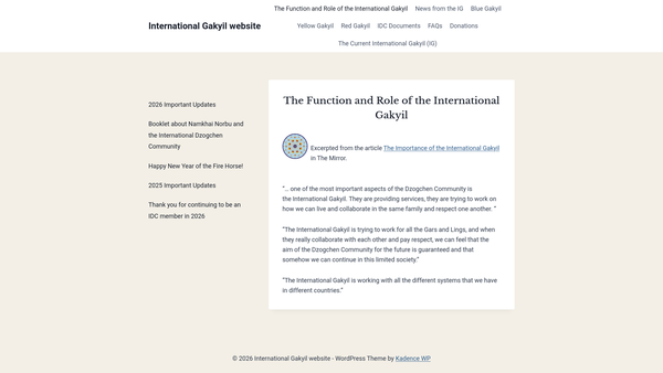 Screenshot of the International Dzogchen Community Of Kunselling website