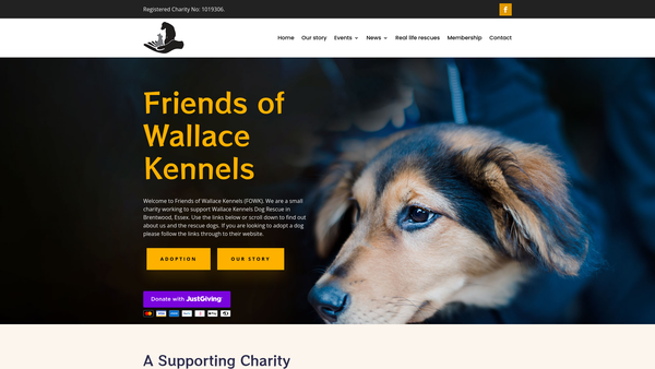 Screenshot of the Friends Of Wallace Kennels website