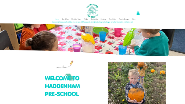 Screenshot of the Haddenham Pre-School website