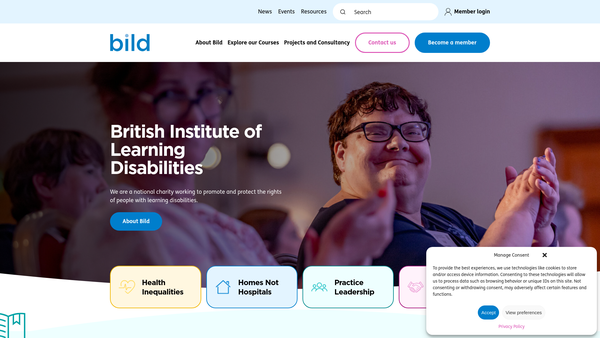 Screenshot of the The British Institute Of Learning Disabilities website