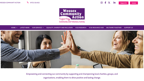 Screenshot of the Wessex Community Action website