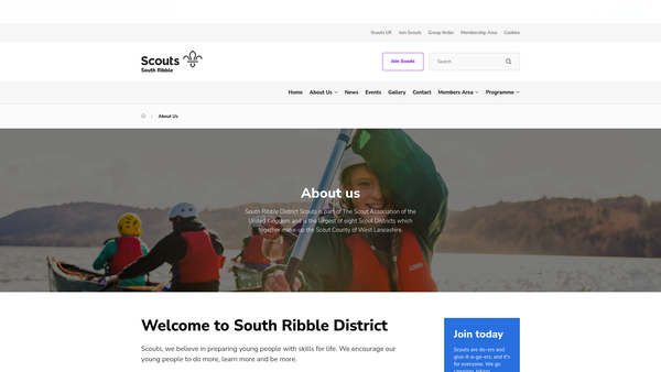 Screenshot of the 4th Bamber Bridge (St Aidans) Scout Group website