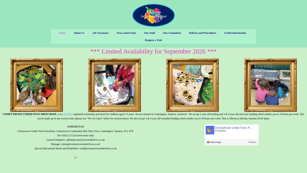 Screenshot of the Comeytrowe Under Fives Group website