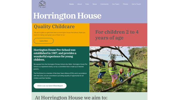 Screenshot of the Horrington House Pre-School website