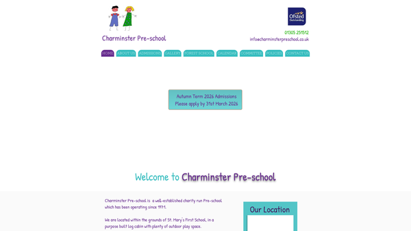 Screenshot of the Charminster Pre-School website