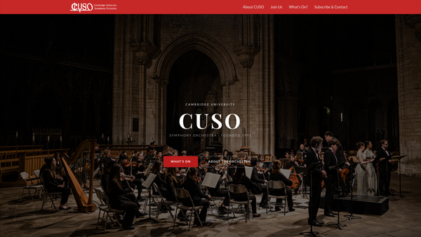 Screenshot of the Cambridge University Symphony Orchestra website