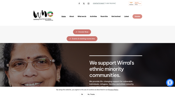 Screenshot of the Wirral Multicultural Organisation website