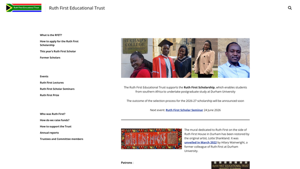 Screenshot of the Ruth First Educational Trust website