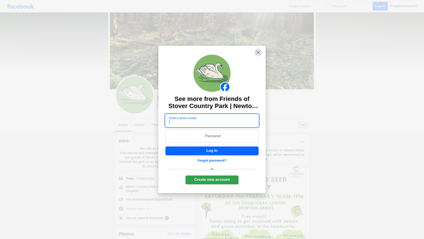 Screenshot of the Friends of Stover Country Park website