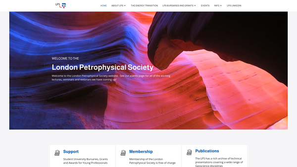 Screenshot of the London Petrophysical Society website
