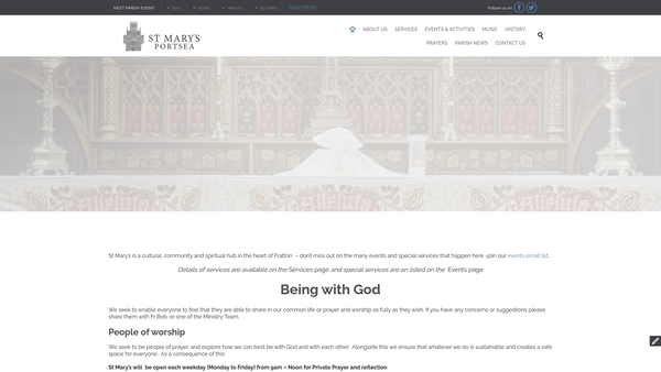 Screenshot of the St Mary's Church Portsea Music Foundation website