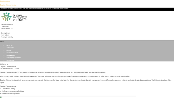 Screenshot of the Caspian Cultural Centre website