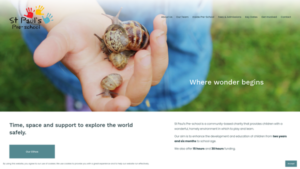 Screenshot of the St Pauls Pre-School website
