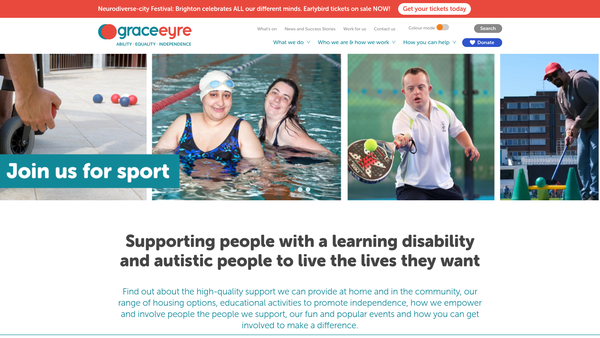 Screenshot of the The Grace Eyre Foundation website