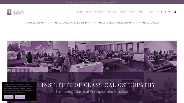 Screenshot of the Institute Of Classical Osteopathy website
