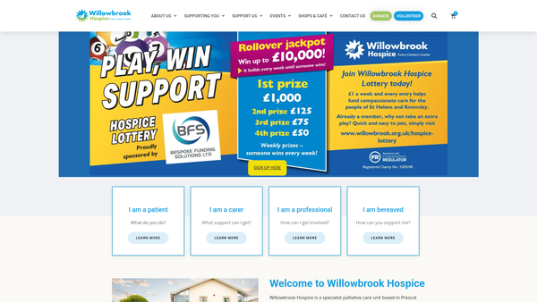 Screenshot of the Willowbrook Hospice website