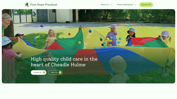 Screenshot of the Orrishmere Playgroup website
